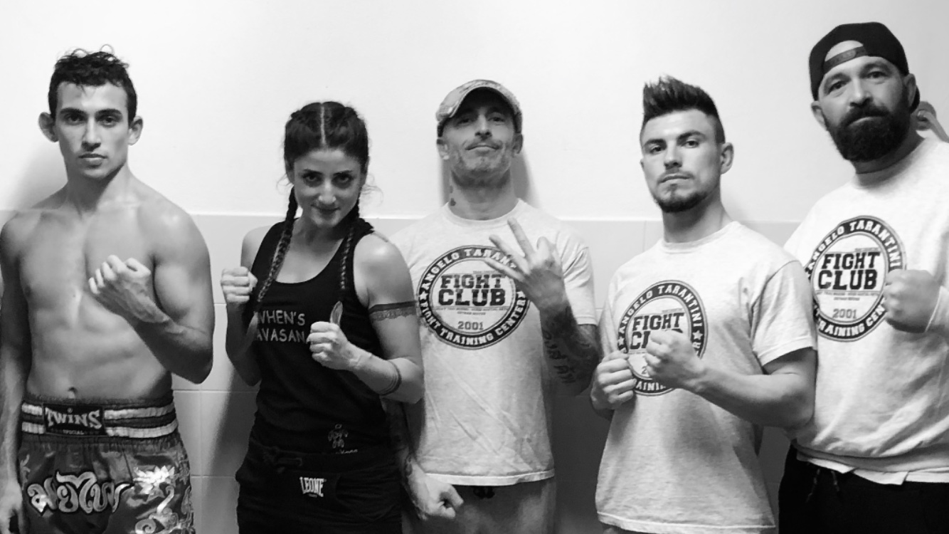 Da sin_Mulas_Meloni_Tarantini_Pagano_Scanu — MUAY THAI – Ricco bottino per il Tarantini fight club ai regionali