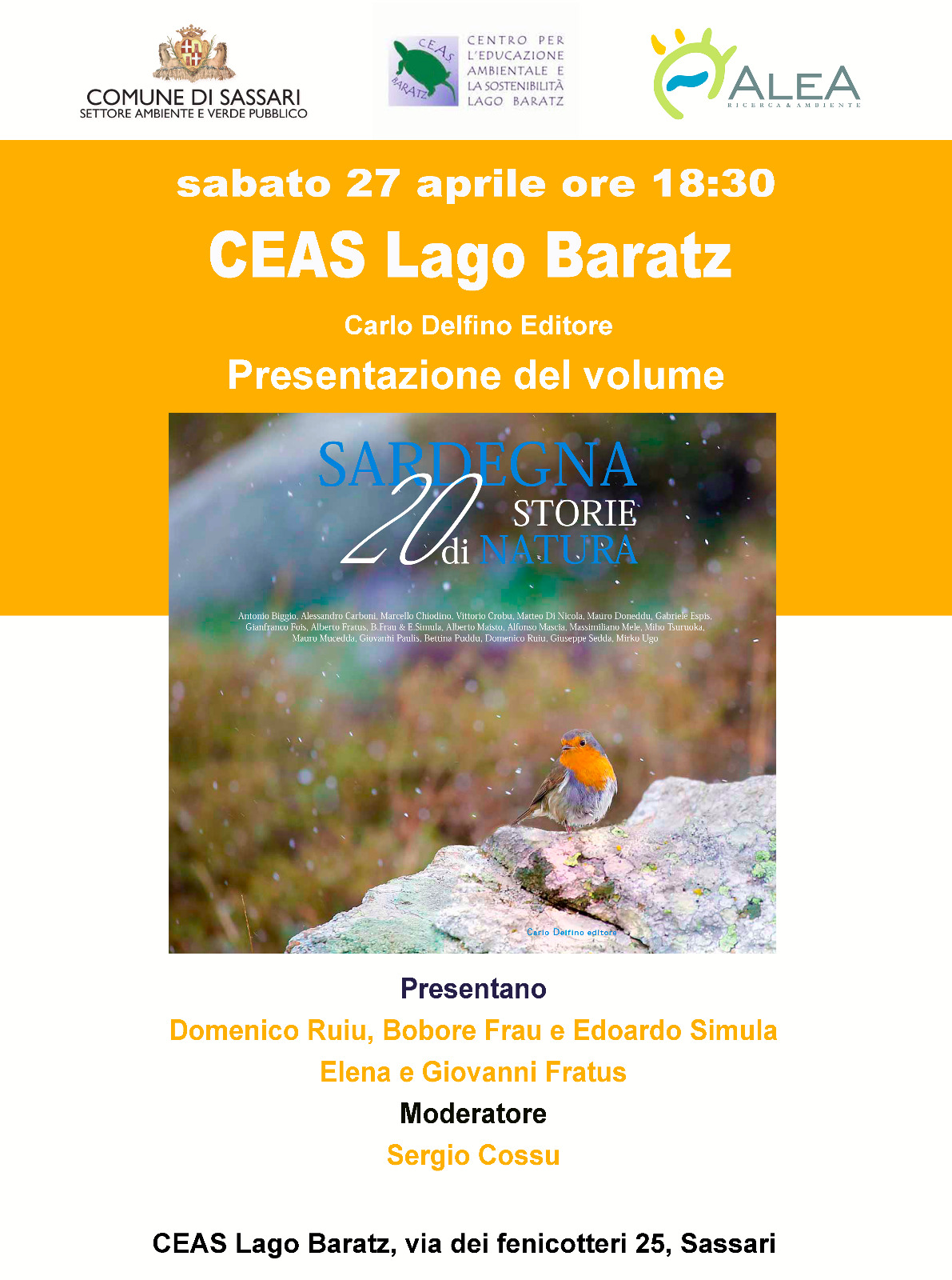 locandina -Sardegna 20 storie di natura — Al Ceas presentazione libro “Sardegna 20 Storie di Natura”