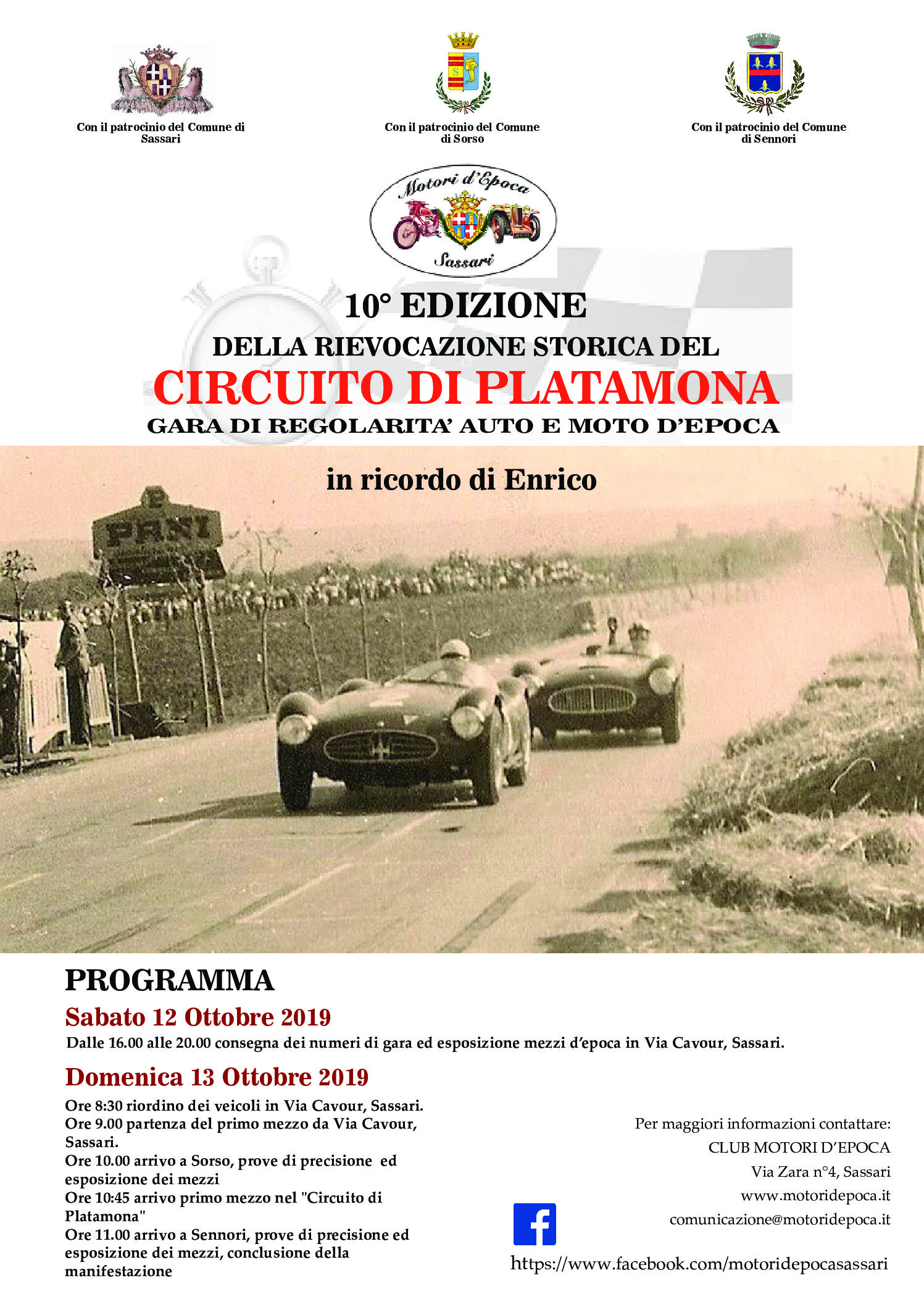 Locandina_Circuito_di_Platamona_2019 — Sabato la X Rievocazione Storica Circuito di Platamona