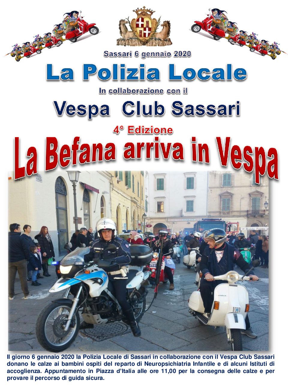 locandina_befana_2020 — Polizia locale e associazione Vespa club con la Befana in piazza d’Italia il 6 gennaio