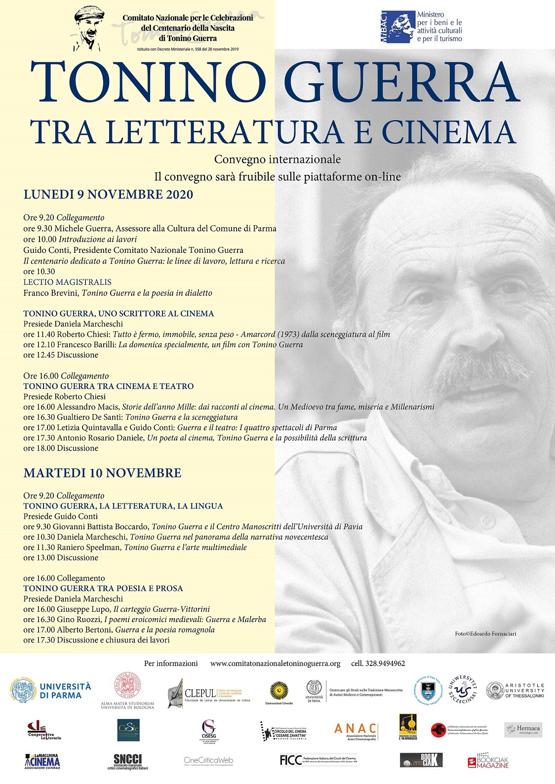 Locandina Convegno internazionale — “Tonino Guerra tra Letteratura e Cinema”: convegno internazionale in diretta web