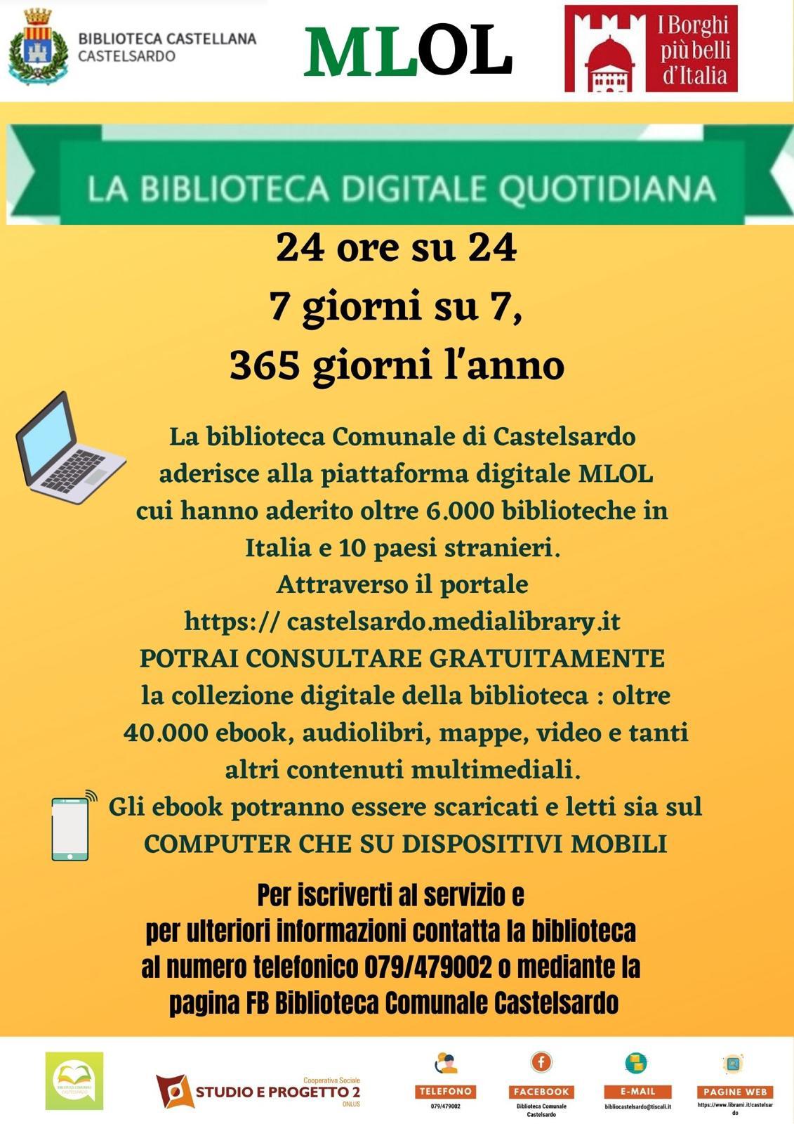 Locandina biblioteca digitale — CASTELSARDO, POTENZIATI I SERVIZI DELLA BIBLIOTECA COMUNALE