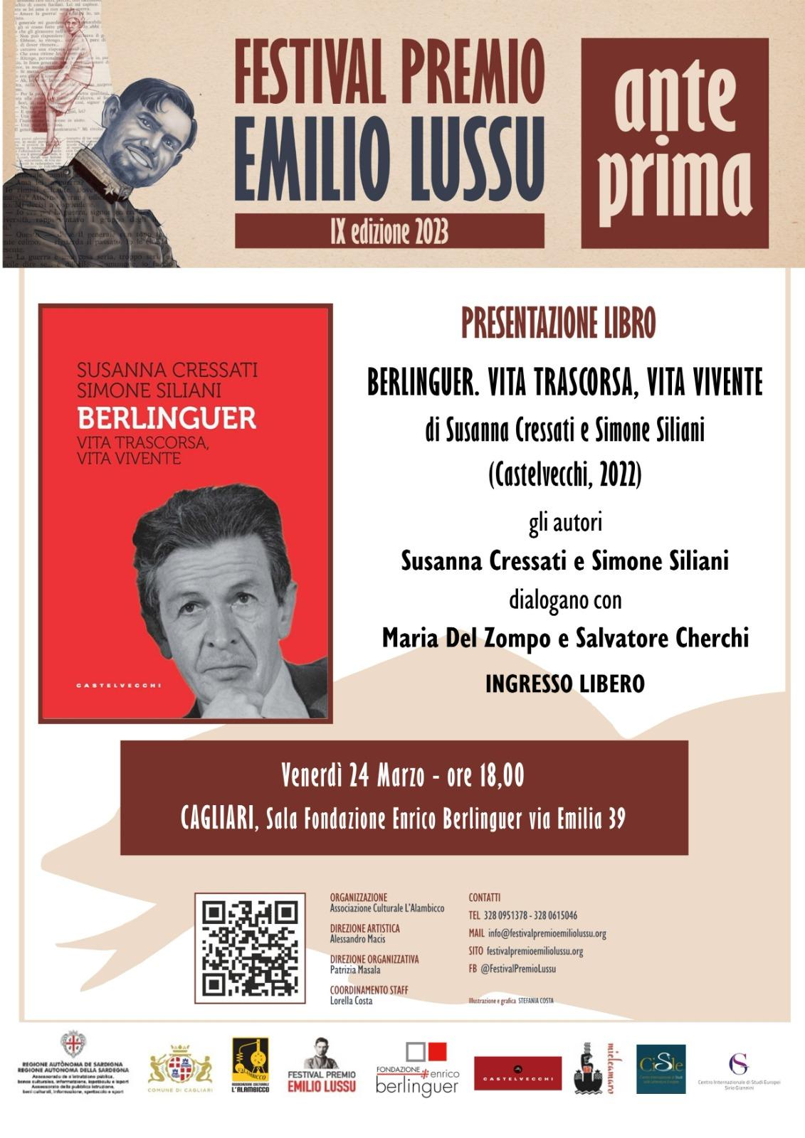 Locandina-Berlinguer_Lussu — Venerdì a Cagliari il libro di Cressati e Siliani: “Berlinguer. Vita trascorsa, vita vivente”