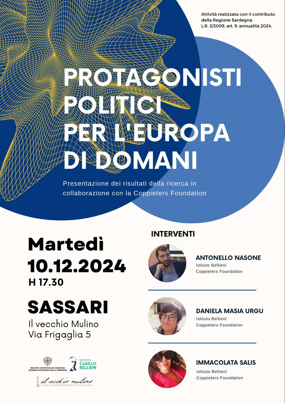 Convegno Europa_Coppieters — Sassari, al Vecchio Mulino “Political figures for the Europe of the future”