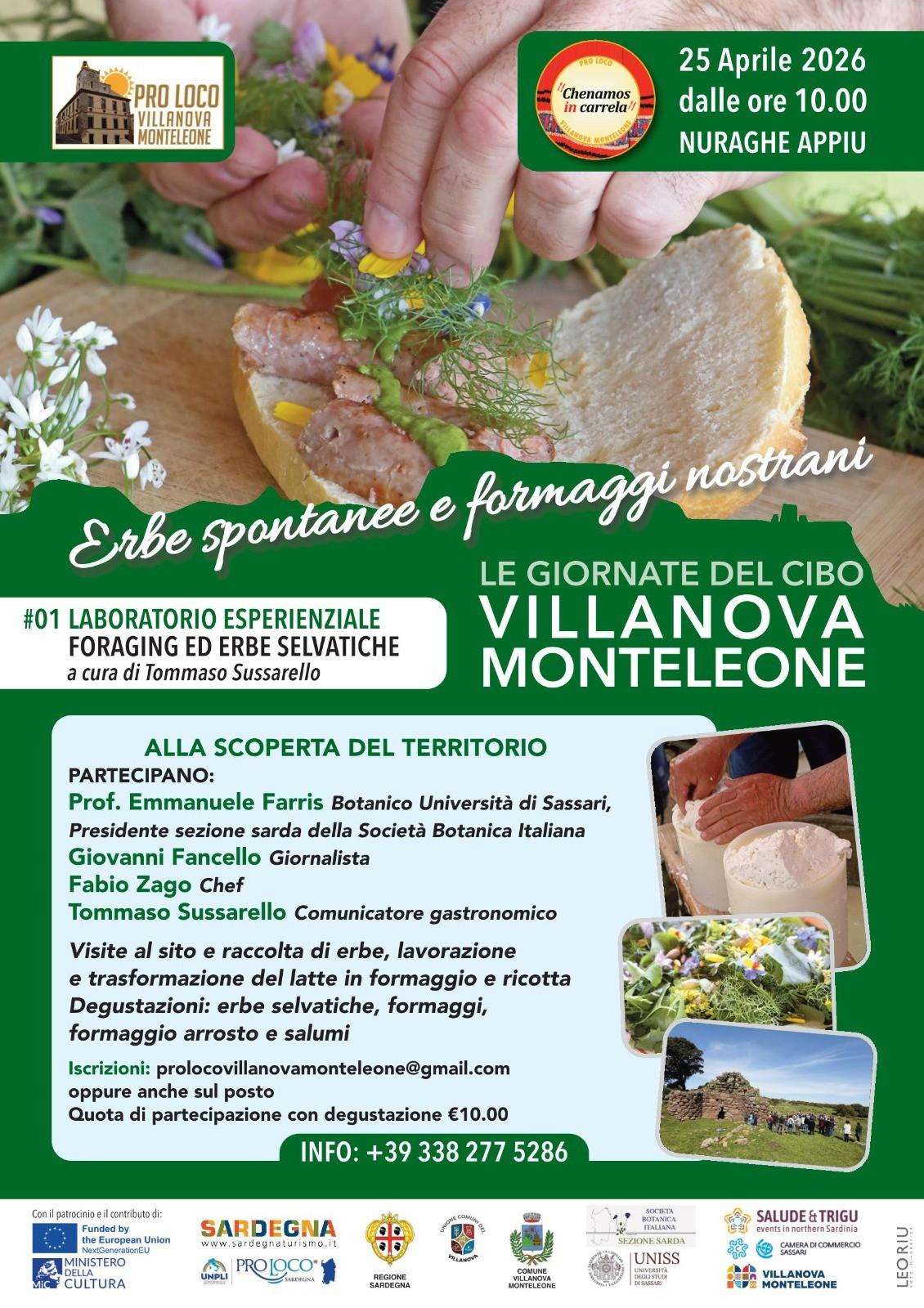 Loca Nuraghe Appiu — “Erbe e formaggi”, a Villanova Monteleone prendono il via “le Giornate del cibo”