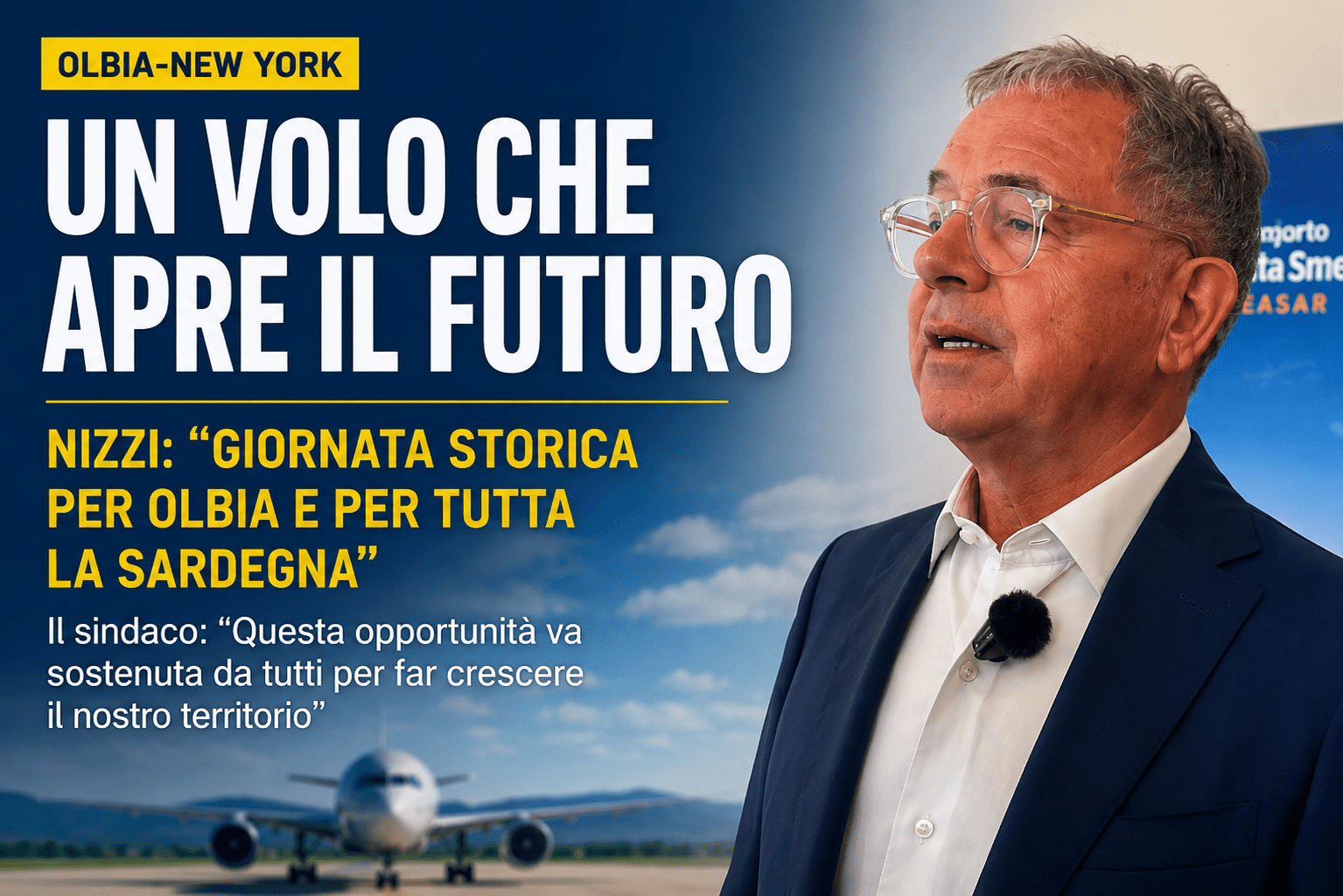 Immagine dell'articolo: Olbia-New York, Nizzi: “Un passaggio storico per la città e per tutta la Sardegna”