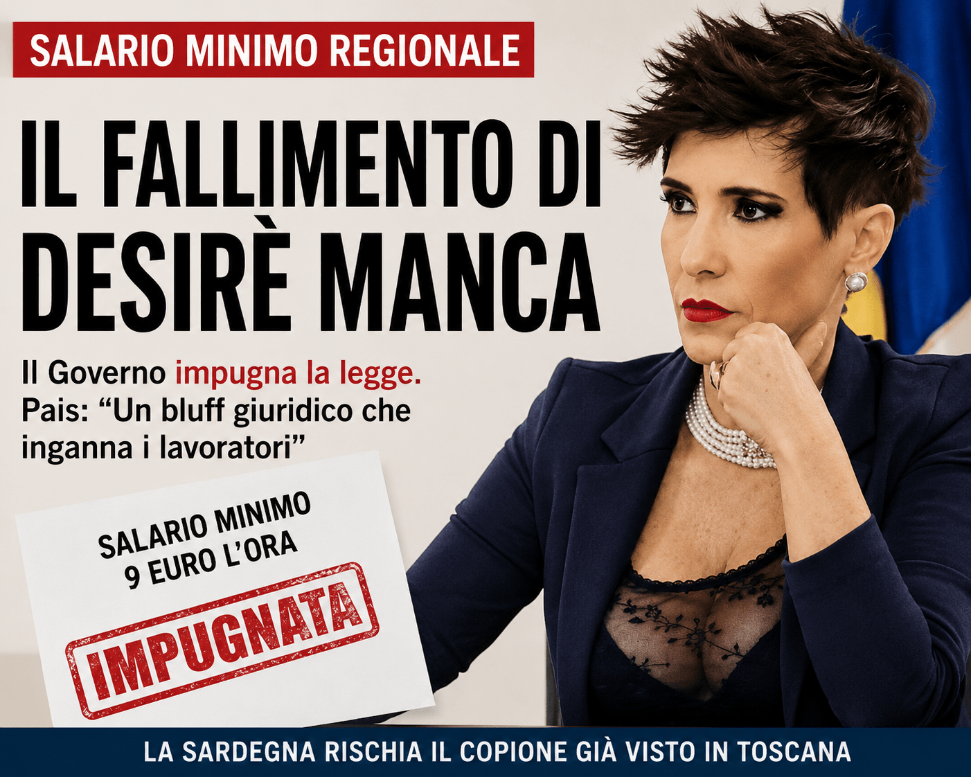 Immagine dell'articolo: “Salario minimo regionale, la legge di Desirè Manca verso il binario morto? La Sardegna rischia il destino della Toscana”.