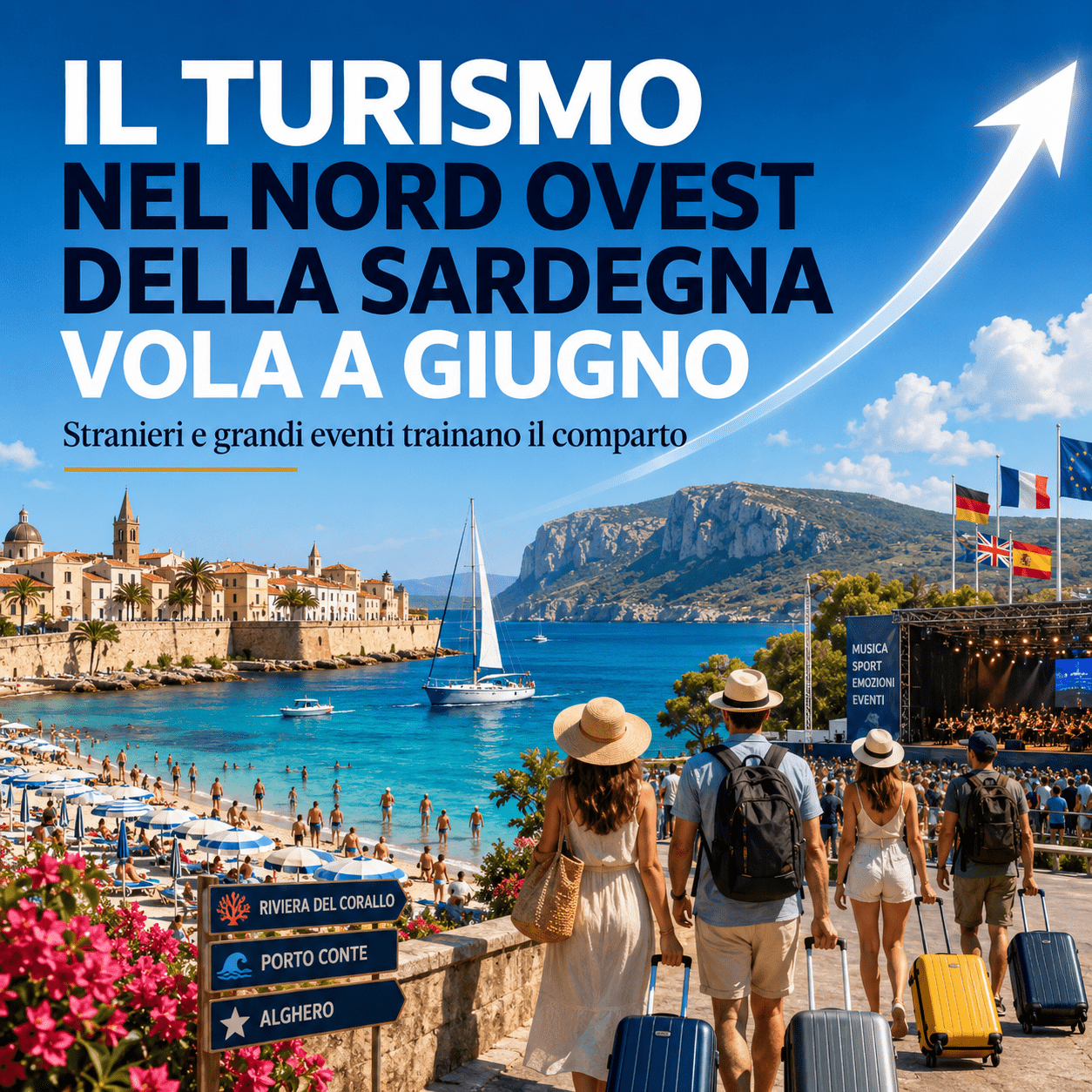 Immagine dell'articolo: IL TURISMO NEL NORD OVEST DELLA SARDEGNA VOLA A GIUGNO: STRANIERI E GRANDI EVENTI TRAINANO IL COMPARTO